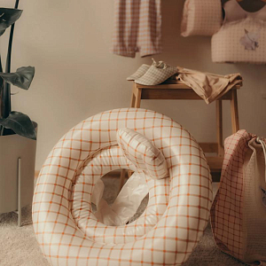 Круг надувной со спинкой Mrs. Ertha "Baby Organic Squares", геометрическая гармония, 60 см